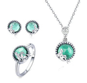 925 Sterling Silver, Earrings, Ring and Necklace Set