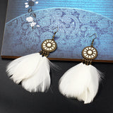 Summer collection : European and American bohemian beach temperament earrings drip sun flower feather tassel earrings