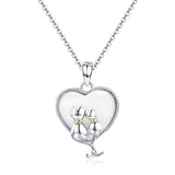 925 Sterling Silver Couple Cat Necklace