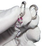 Europe and the United States big s925 sterling silver earrings ladies color diamond snake ear ring Zhou Dongyu with the accessories personality hypoallergenic