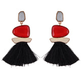 Summer collection : European and American style fashion big earrings alloy drop oil resin long tassel earrings female exaggerated earrings