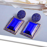 Large Glass Earrings With Diamond