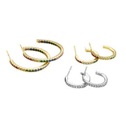 Colorful Zircon Semicircle C-Shaped Earrings