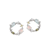 Sterling silver wreath simple colored  earrings