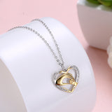 Carrying Hands Heart Shape Pendant Necklace Female 925 Sterling Silver With Diamonds