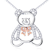 925 Sterling Silver Cute Bear Pendant Necklace