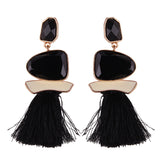 Summer collection : European and American style fashion big earrings alloy drop oil resin long tassel earrings female exaggerated earrings