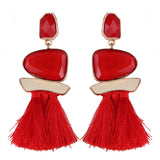 Summer collection : European and American style fashion big earrings alloy drop oil resin long tassel earrings female exaggerated earrings