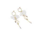 925 Sterling Silver, Long Butterfly Flower Earrings