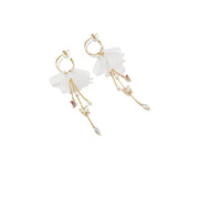 925 Sterling Silver, Long Butterfly Flower Earrings