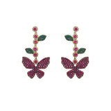 Zircon Leaf And Flower Long Earrings
