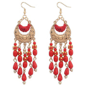 Summer collection :Ethnic style earrings female European and American elegant hand-made water drops tassel earrings Bohemian crescent-shaped earrings