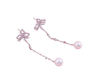 Bow tie pearl temperament anti allergy eardrop