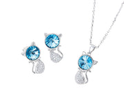 S925 Sterling Silver, Earrings and Necklace Set with Crystal Elements