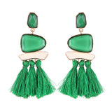 Summer collection : European and American style fashion big earrings alloy drop oil resin long tassel earrings female exaggerated earrings