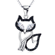 925 Sterling Silver Fox Pendant Necklace