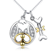 925 Sterling Silver, Dog&Bone Pendant Necklace