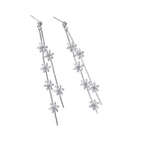 Summer Collection :Creative zircon micro-set long tassel flower earrings female 925 silver needle earrings long small jewelry wholesale