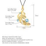 Natural Blue Topaz Gemstone, Gold Plated, 925 Sterling Silver Necklace