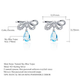 Natural Sky Blue Topaz Gemstone,  925 Sterling Silver Stud Earrings