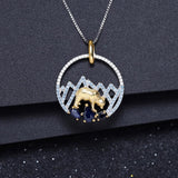 Natural Sapphire Gemstone, Gold Plated, 925 Sterling Silver Handmade Necklace