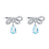 Natural Sky Blue Topaz Gemstone,  925 Sterling Silver Stud Earrings