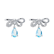 Natural Sky Blue Topaz Gemstone,  925 Sterling Silver Stud Earrings