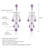 Natural Amethyst Gemstone, 925 Sterling Sliver Drop Earrings