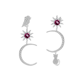 Natural Rhodolite And Garnet Gemstones, 925 Sterling Silver Earrings