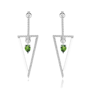 Natural Chrome Diopside Gemstone, 925 Sterling Silver Earrings