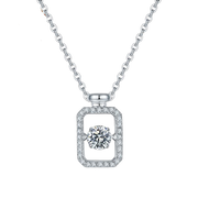 Diamond Necklace with Moissanite Stone, 925 Sterling Silver