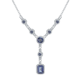 Natural Sky Blue Topaz Gemstone, 925 Sterling Silver Necklace