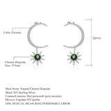 Natural Chrome Diopside Gemstone, 925 Sterling Silver Handmade Drop Earrings