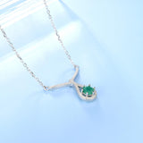 Natural Green Emerald Gemstone, 925 Sterling Silver Necklace