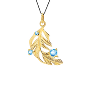 Natural Blue Topaz Gemstone, Gold Plated, 925 Sterling Silver Necklace