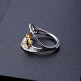 Natural Smoky Quartz , Gold plated and 925 Sterling Silver Handmade Ring