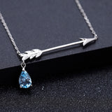 Natural Sky Blue Topaz, 925 Sterling Silver Necklace