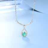 Natural Green Emerald Gemstone, 925 Sterling Silver Necklace