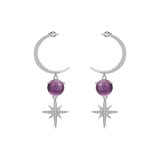 Natural Amethyst Gemstone, 925 Sterling Silver Drop Earrings