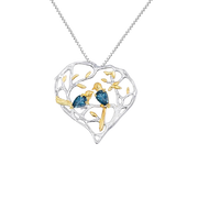 Natural London Blue Topaz Gemstone, Gold Plated, 925 Sterling Silver Handmade Necklace