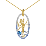 London Blue Topaz Gemstone, Gold Plated, 925 Sterling Silver Necklace