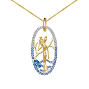 London Blue Topaz Gemstone, Gold Plated, 925 Sterling Silver Necklace