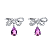 Natural Amethyst Gemstone, 925 Sterling Silver Stud Earrings