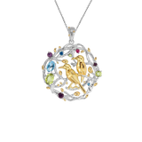Natural Multicolor Topaz Gemstones, Gold Plated, 925 Sterling Silver Handmade Necklace