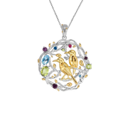 Natural Multicolor Topaz Gemstones, Gold Plated, 925 Sterling Silver Handmade Necklace