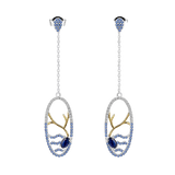 Natural Blue Sapphire Gemstone, Gold Plated, 925 Sterling Silver Handmade Drop Earrings