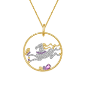 Natural Amethyst Gemstone, Gold Plated, 925 Sterling Silver Handmade Necklace