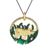 Natural Green Agate Gemstone, Gold Plated and 925 Sterling Silver Handcrafted Necklace