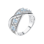 Natural Sky Blue Topaz Gemstone, 925 Sterling Silver Ring