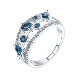 Natural London Blue Topaz, 925 Sterling Silver Ring